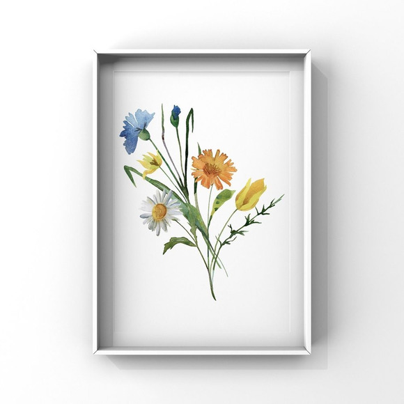 Watercolor Wildflowers Botanical Digital Art Print Set of Three - Picture 5 of 15
